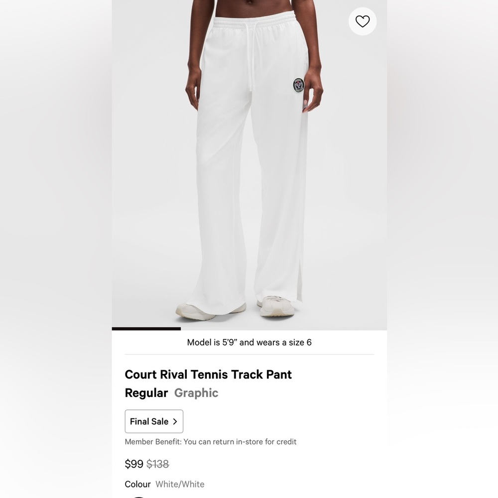 NWT Lululemon Court Rival Tennis Track Pants